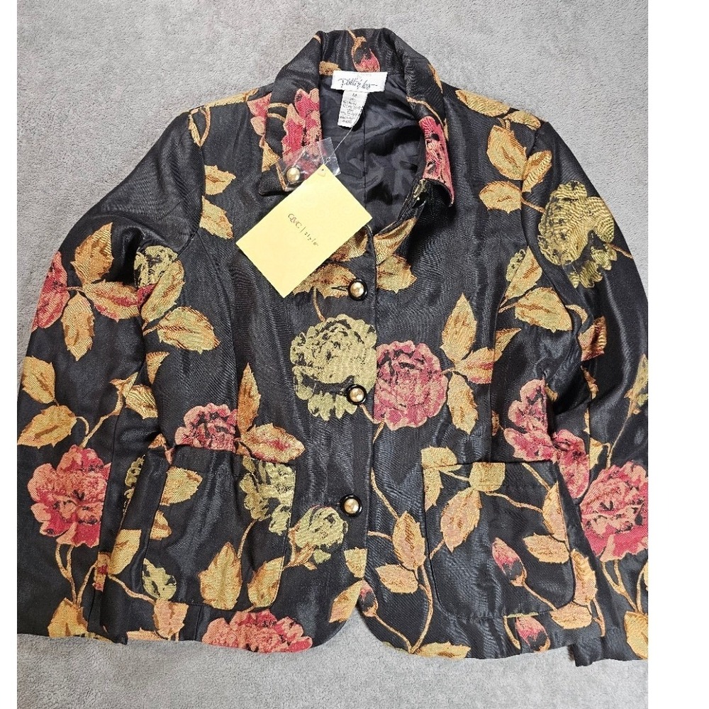 vintage Patti & Leo Two Bits Floral Tapestry Blazer Jacket M NWT dark academia